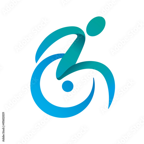Passionate Disability People Support Logo. Wheel Chair Logo Illustration.