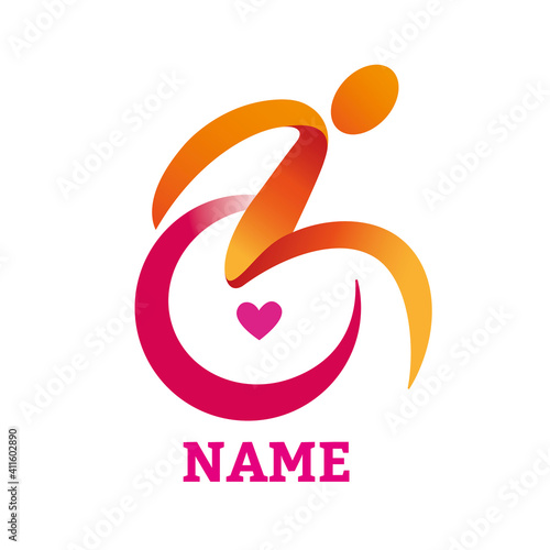 Passionate Disability People Support Logo. Wheel Chair Logo Illustration.