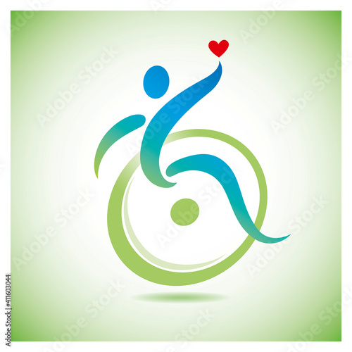 Passionate Disability People Support Logo. Wheel Chair Logo Illustration.