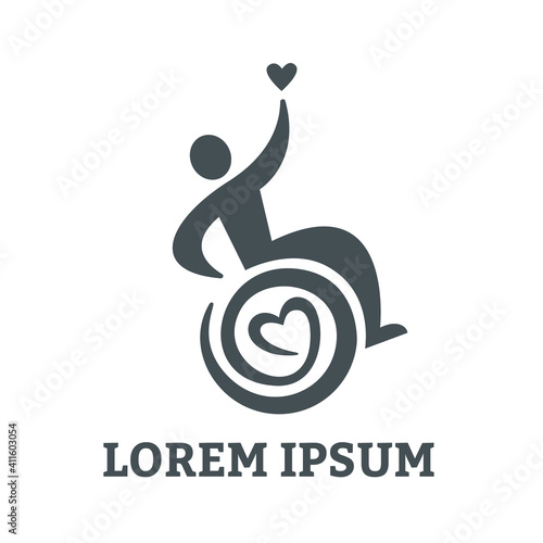 Passionate Disability People Support Logo. Wheel Chair Logo Illustration.