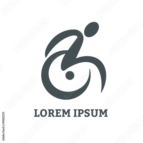 Passionate Disability People Support Logo. Wheel Chair Logo Illustration.