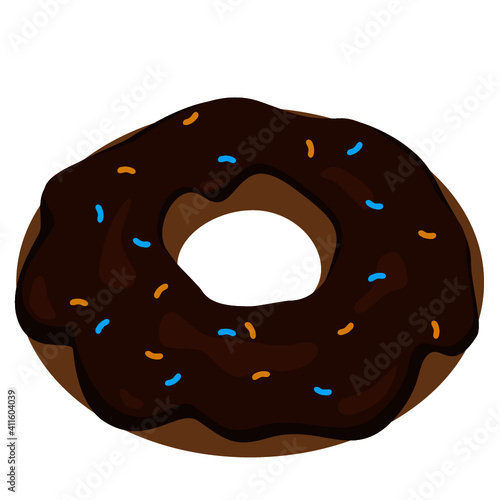 Donut z polewą czekoladową i kolorową posypką