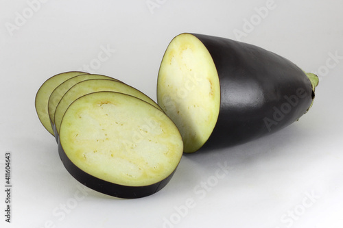 hulf eggplant on a white background photo