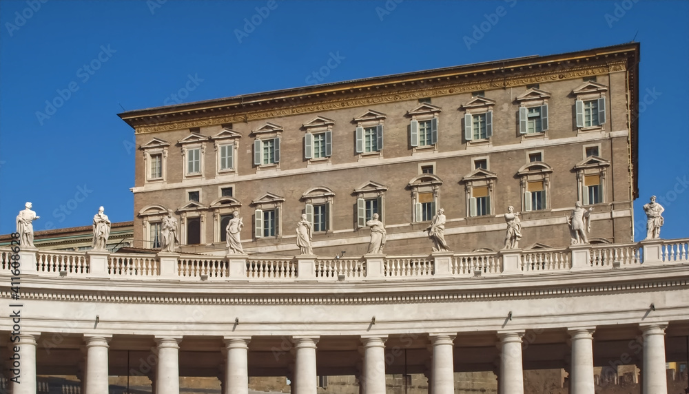 Famous St. Peters square or Piazza San Pietro in Rome