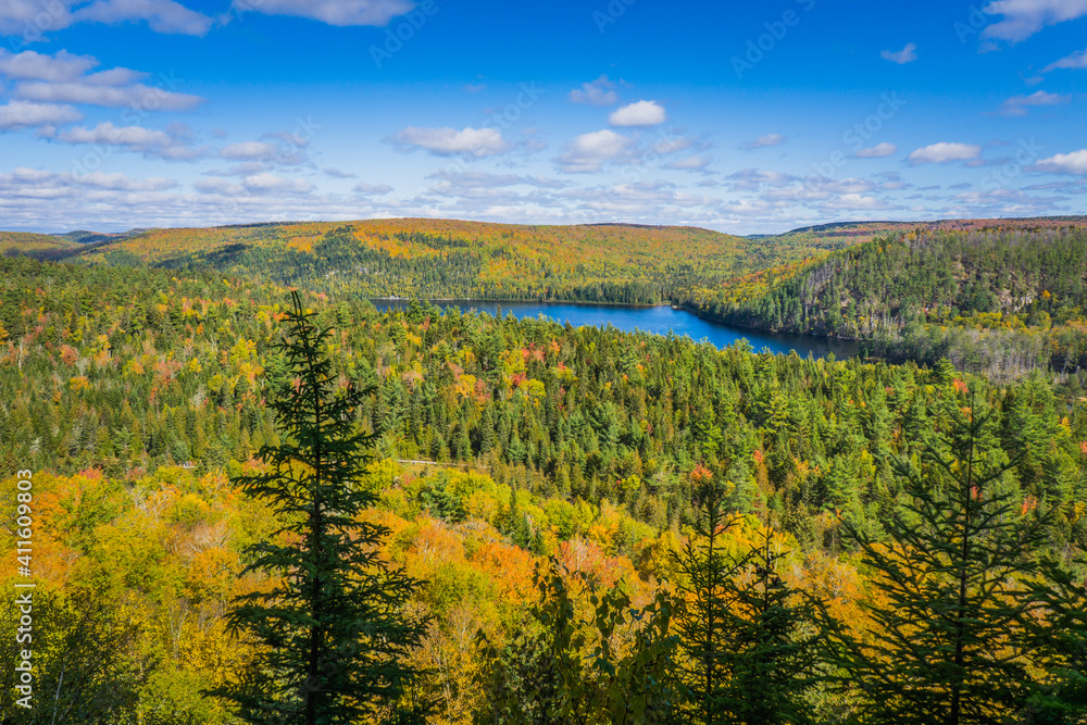 View on the Wapizagonke lake in Mauricie National Park (Quebec, Canada), on a beautiful fall day
