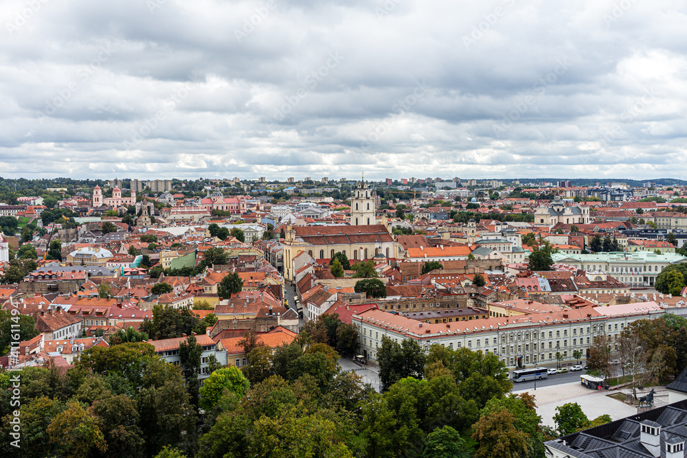Vilnius skyline during cloudy day - view over the city Vilnius skyline during cloudy day - view over the city