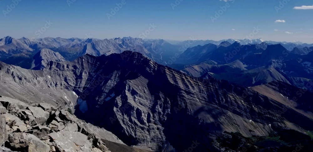 View to the south at the summit of Mount Bogart, Alberta canada