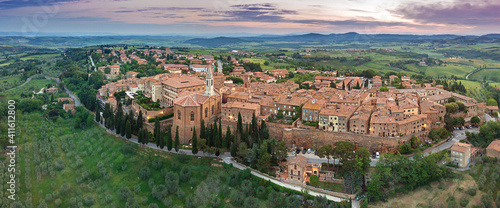Pienza View from drone - Tuscany Italy  photo
