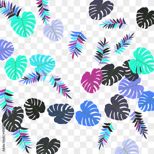 Vector tropical pattern  bright tropical foliage  monstera leaves