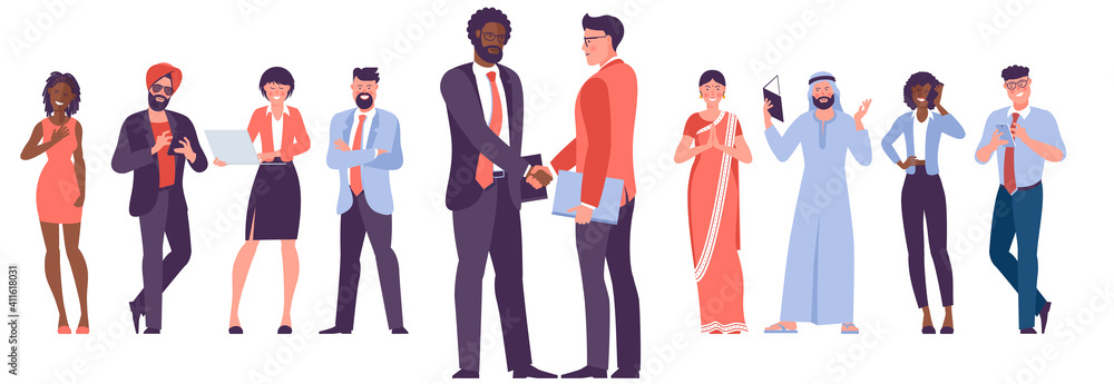 Diverse business people shake hands