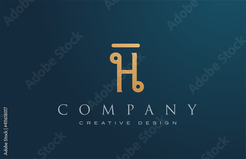 H gold golden alphabet letter icon logo design. Lettering and corporate. Elegant identity template with creative text