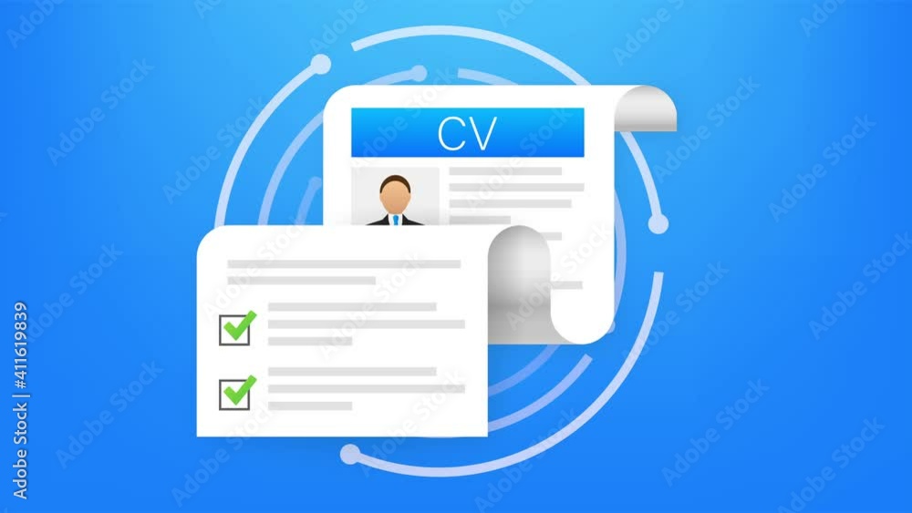 CV resume. Job interview concept. Writing a resume. Laptop with personal resume. illustration. CV resume. Job interview concept. Writing a resume. Laptop with personal resume. illustration.