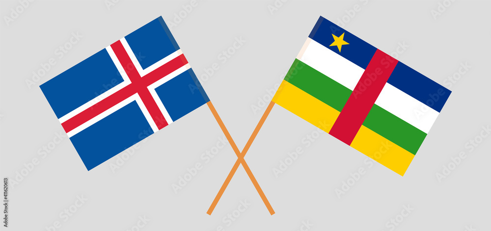 Crossed flags of Iceland and Central African Republic