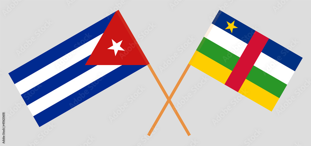 Crossed flags of Cuba and Central African Republic
