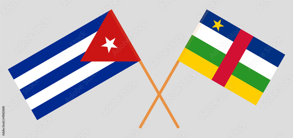 Crossed flags of Cuba and Central African Republic Crossed flags of Cuba and Central African Republic