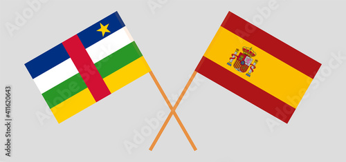 Crossed flags of Central African Republic and Spain