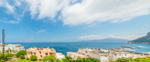 Panoramic view of world famous Capri under a cloudy sky