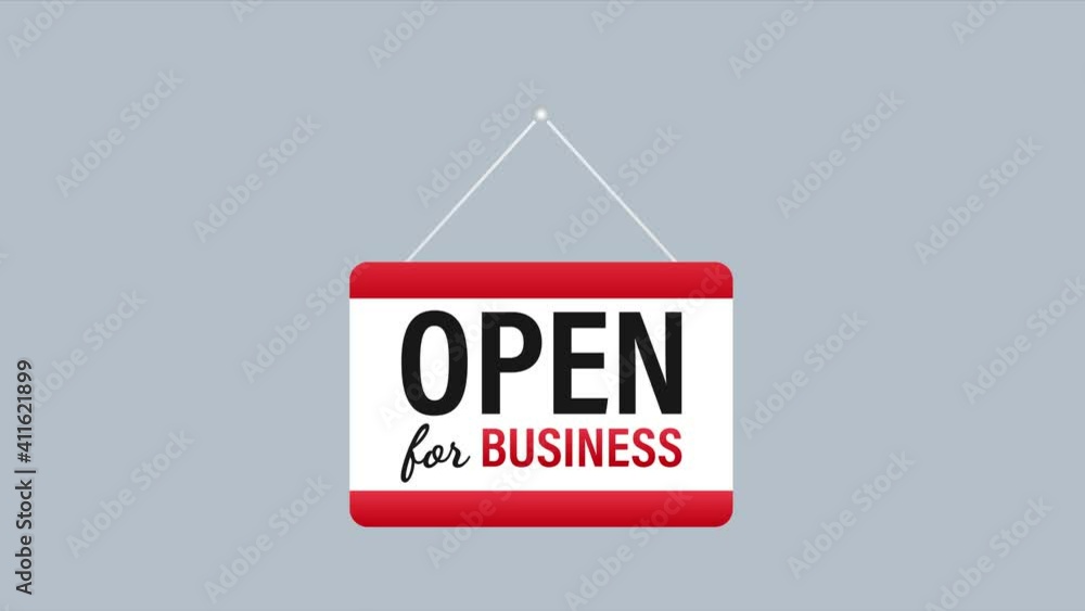 Open for business sign. Flat design for business financial marketing banking advertisement office people life property stock fund commercial background in minimal concept. Open for business sign. Flat design for business financial marketing banking advertisement office people life property stock fund commercial background in minimal concept.