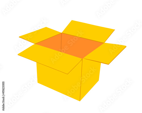 Open cardboard box vector illustration isolated on white background. Move transport concept. Shipping goods transportation.