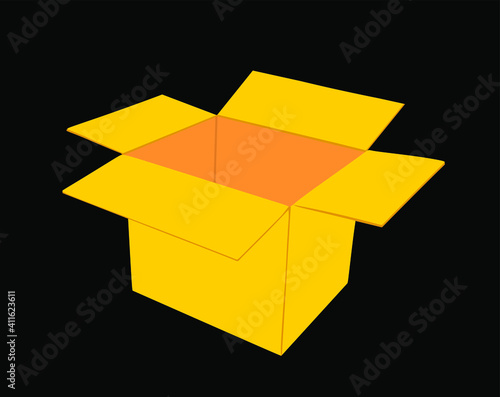 Open cardboard box vector illustration isolated on background. Move transport concept. Shipping goods transportation.