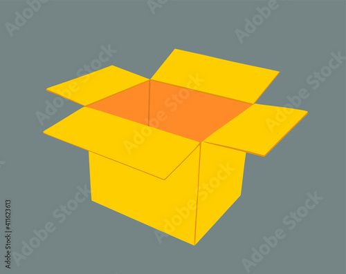 Open cardboard box vector illustration isolated on background. Move transport concept. Shipping goods transportation.
