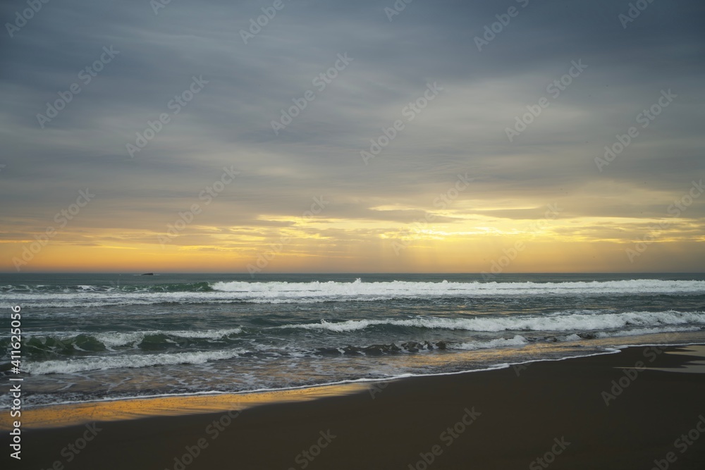 Fototapeta premium Evening before sunset at the sea. Adriatic sea, beach.