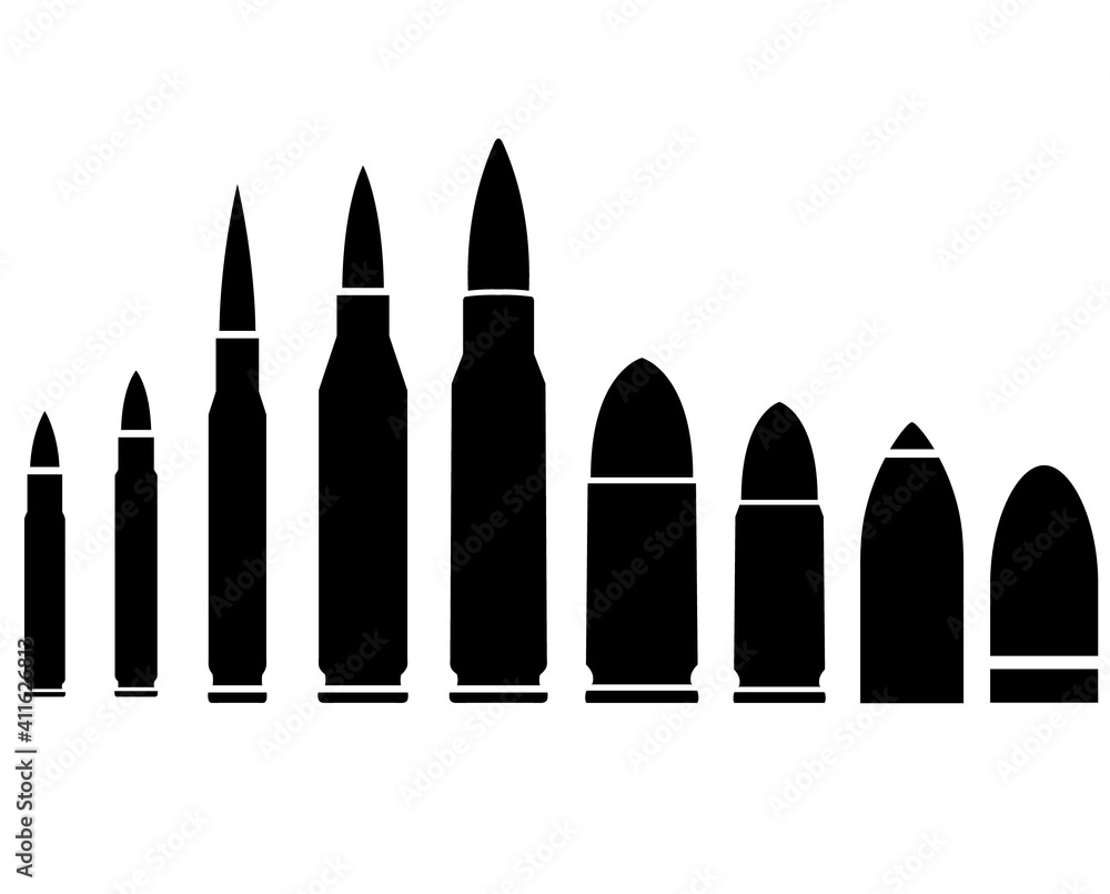 Bullet set icon, logo isolated on white background Bullet set icon, logo isolated on white background