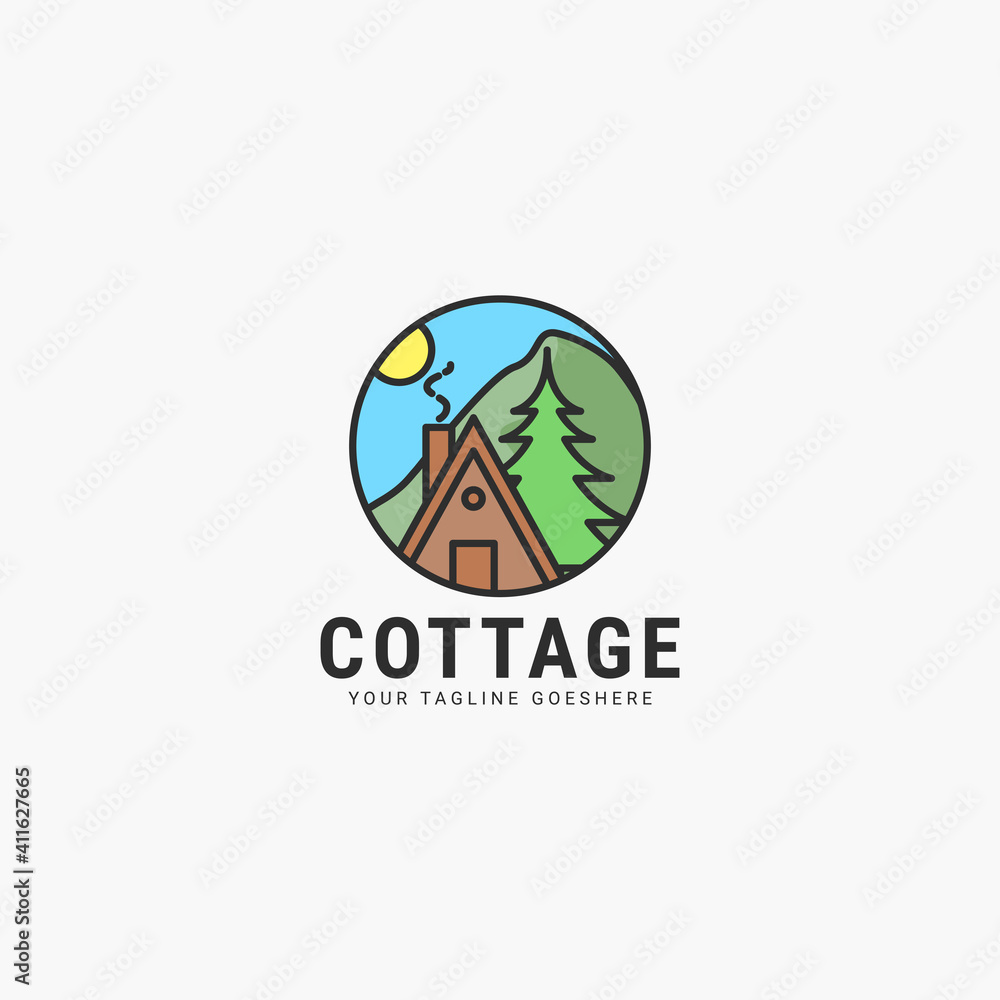 Colorful cottage logo vector illustration design