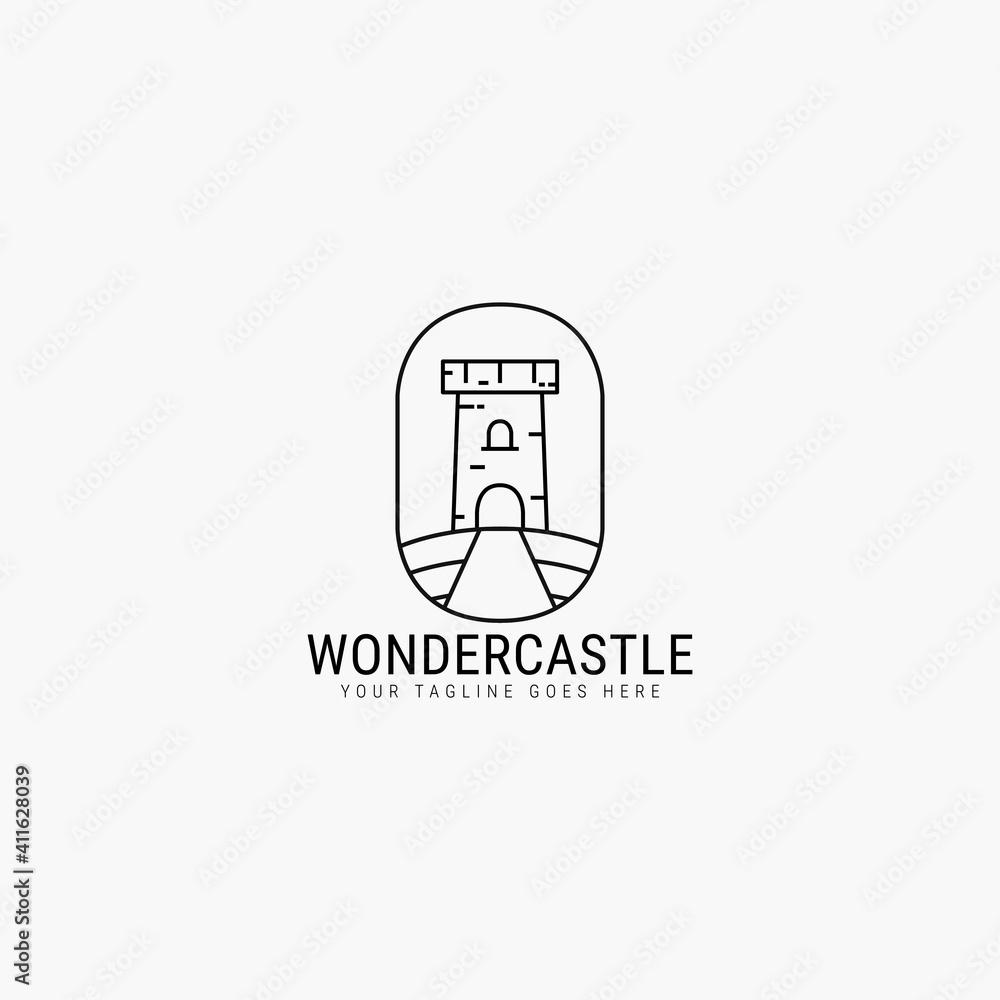 Castle line art logo vector illustration design Castle line art logo vector illustration design