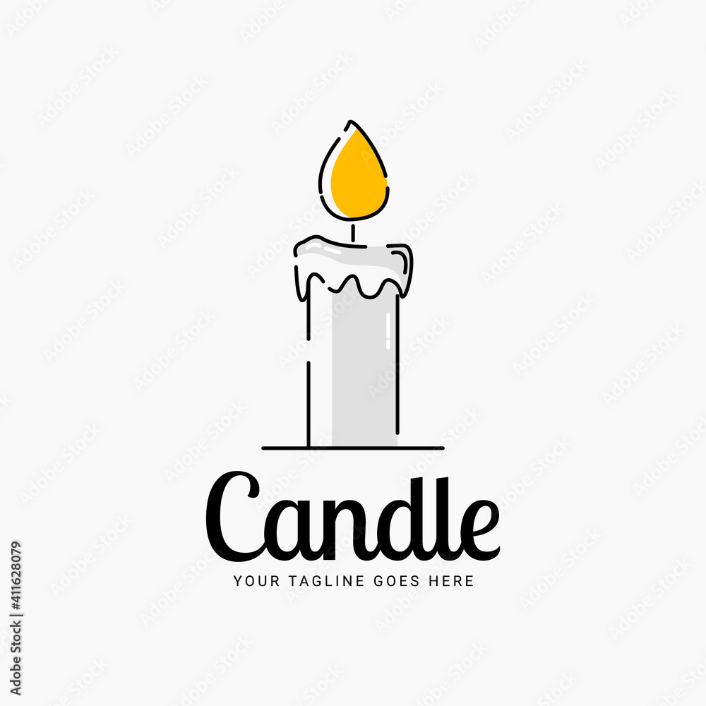 Candle line art logo vector illustration design Candle line art logo vector illustration design