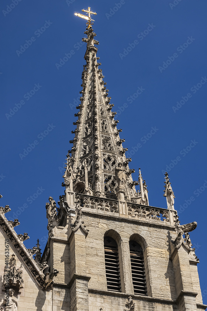 The Church of Saint-Nizier (Eglise Saint-Nizier, 16th century) - church in Presqu'ile district of Lyon. Its name refers to Nicetius of Lyon, a bishop of city during 6th century. Lyon, France. The Church of Saint-Nizier (Eglise Saint-Nizier, 16th century) - church in Presqu'ile district of Lyon. Its name refers to Nicetius of Lyon, a bishop of city during 6th century. Lyon, France.