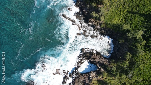 Aerial views of Lipoa point in West Maui during a winter swell 14