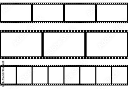 Set of film frame on a transparent background. Vector illustration.