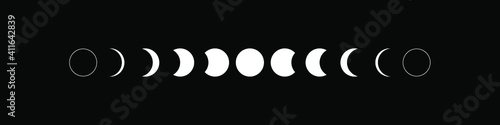 Moon phases flat icon illustration isolated on background.