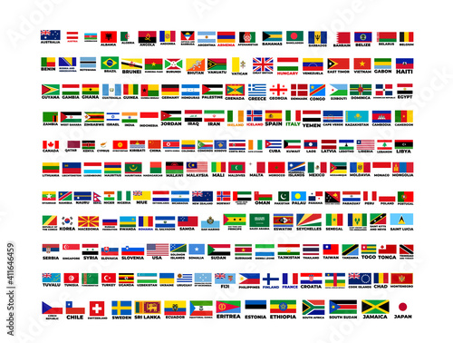 flags of the world. world flag vector illustration. rectangle design. 