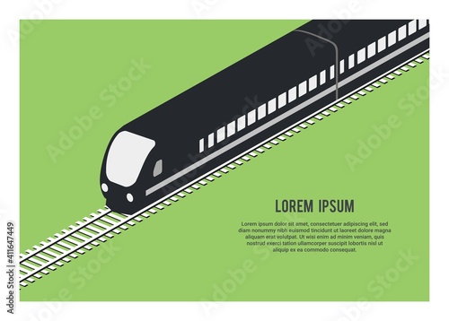 silhouette of streamline passenger train. Simple illustration in isometric view.