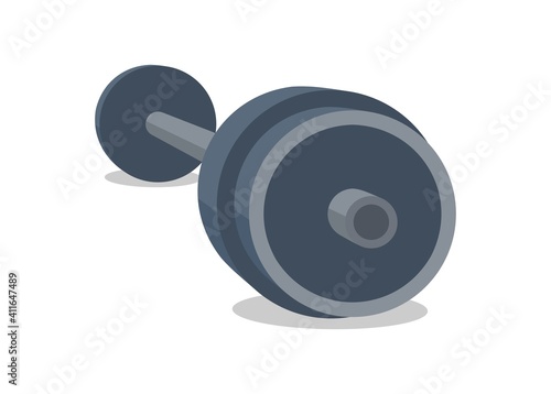 Barbell simple flat illustration in perspective view