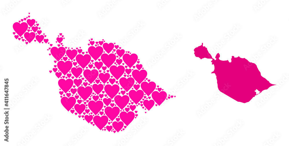 Love mosaic and solid map of Heard and McDonald Islands. Mosaic map of Heard and McDonald Islands is created with pink lovely hearts. Vector flat illustration for dating concept illustrations.