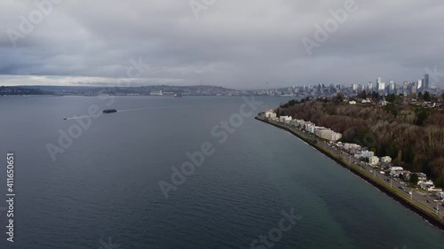 Wallpaper Mural Aerial view of Alki Beach in West Seattle surrounded by the water of the Puget Sound Torontodigital.ca