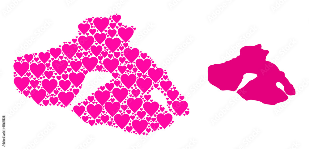 Love mosaic and solid map of Lesbos Island. Mosaic map of Lesbos Island created with pink valentine hearts. Vector flat illustration for dating abstract illustrations. Love mosaic and solid map of Lesbos Island. Mosaic map of Lesbos Island created with pink valentine hearts. Vector flat illustration for dating abstract illustrations.