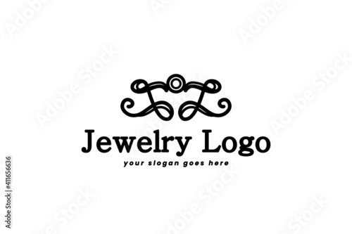 Simple black and white ornamental for jewelry store