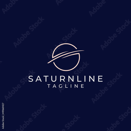 Saturn planet logo design with clean outline style.
