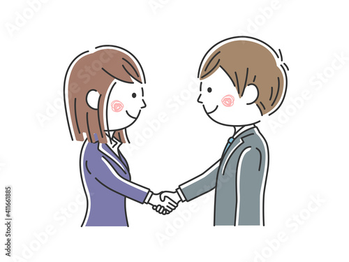 握手をする日本人ビジネスマンのイラスト