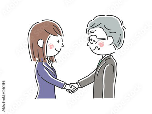 握手をする日本人ビジネスマンのイラスト