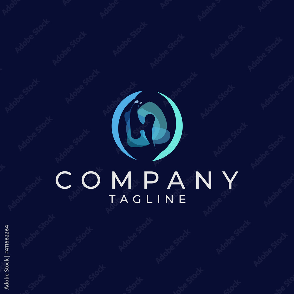 Tech industry logo design with abstract style, initials H in negative space mode.