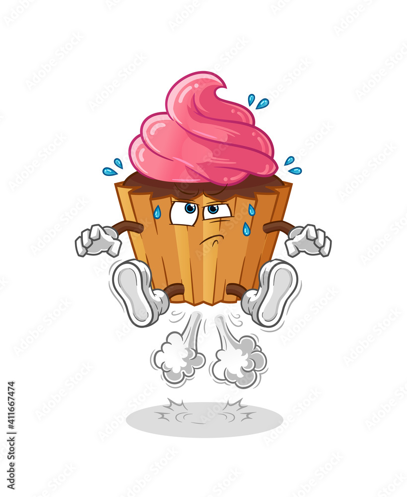 cup cake fart jumping illustration. character vector Stock Vector ...