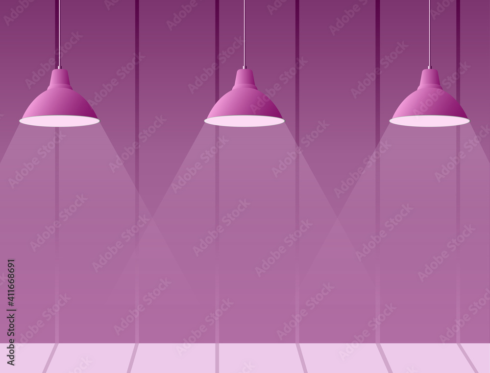 The purple background is highlighted by the chandelier The purple background is highlighted by the chandelier