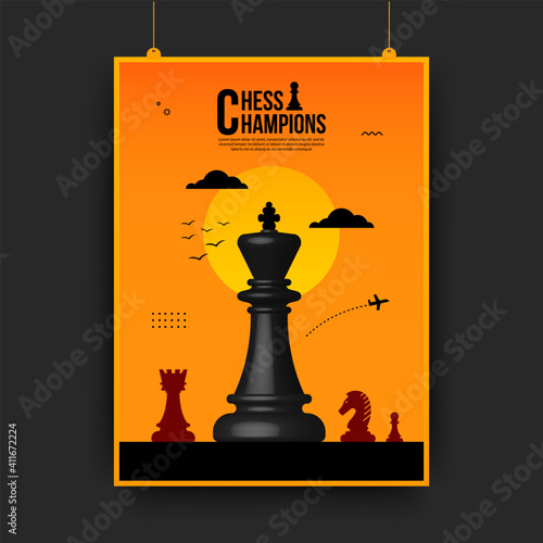 Chess battle competition flyer, concept of business strategy and management