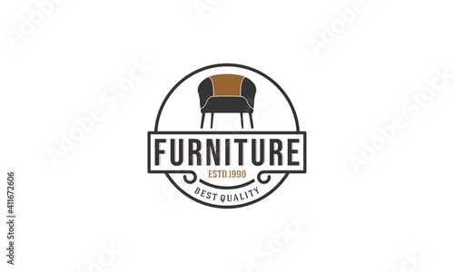 furniture interior logo hipster vintage retro vector illustration