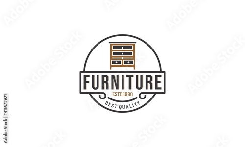 furniture interior logo hipster vintage retro vector illustration